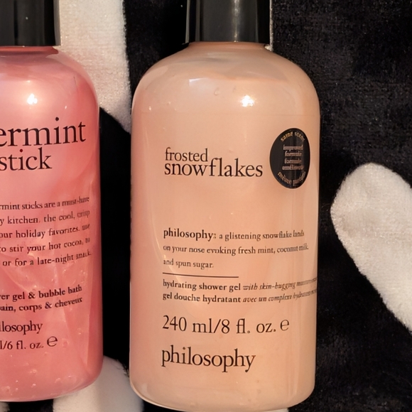Peppermint Stick 6oz Frosted Snowflakes Shower Gel 8oz Philosophy Bundle 🆕 - Picture 2 of 7